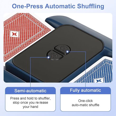 BEE&FLOWER Card Shuffler - Rechargeable Electric Card Shuffler with Auto-Stop & 2600mAh Battery, Low Noise Automatic Card Shuffler 1-2 Decks for UNO, Poker, Blackjack, Phase 10 | Black & White in Kuwait