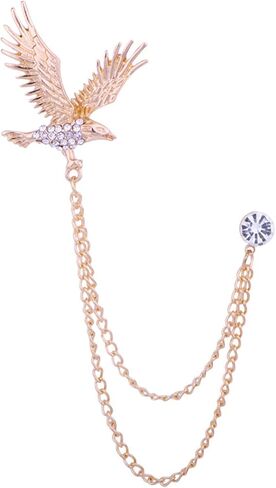 WCRAZYE Shiny Rhinestone Metal Feather Lapel Pin Angel Wings Tassel Chain Brooch Collar Pins for Women Girls Men's Animal Eagle Pin Suit Sweater Shawl Coat Breastpin Accessories in Saudi Arabia