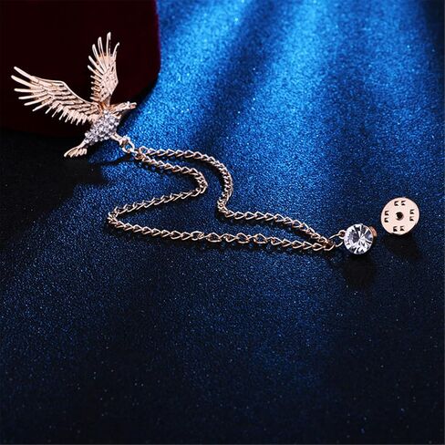 WCRAZYE Shiny Rhinestone Metal Feather Lapel Pin Angel Wings Tassel Chain Brooch Collar Pins for Women Girls Men's Animal Eagle Pin Suit Sweater Shawl Coat Breastpin Accessories in Saudi Arabia