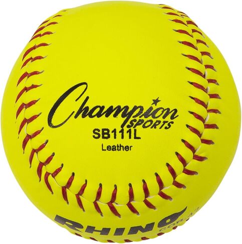 Champion Sports 11" Syntex Leather Cover Softballs - Poly Core - Medium Compression - NFHS Approved - Raised Seams - Optic Yellow - Pack of 12 in Saudi Arabia