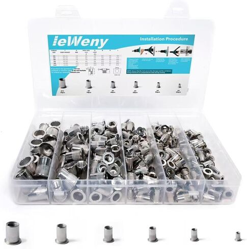 طقم تشويش Nut Nut Rivet (278pcs) ، 1/4 "-20 ، 3/8" -16 ، 5/16 "-18 ، #10-24 ، #8-32 ، #6-32UNC SAE RIVNUTS ، in Saudi Arabia