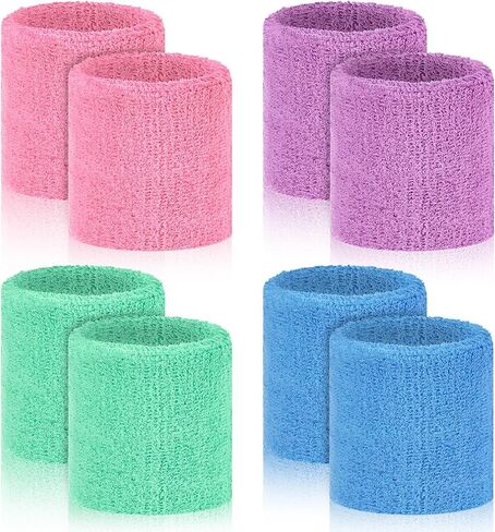 8 PCS Sports Wrist Bands for Men & Women ， أساور معصم معصم معصم ، وعصابات معصم مرنة للعرق من أجل كرة السلة لكرة القدم ، تعمل الصالة الرياضية على العمل in Kuwait