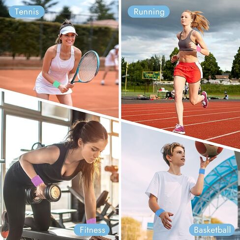 8 PCS Sports Wrist Bands for Men & Women ， أساور معصم معصم معصم ، وعصابات معصم مرنة للعرق من أجل كرة السلة لكرة القدم ، تعمل الصالة الرياضية على العمل in Kuwait