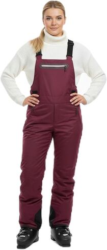 Arctic Quest Womens Ski Snow Bibs Pants Insulated Water Resistant Overalls Snowboarding Winter Waterproof Pants Women, White, Large in Kuwait