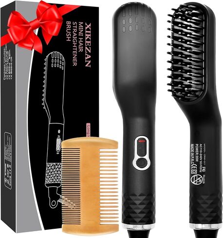 Beard Straightener w/Beard Balm & Beard Growth Oil & Beard Guide E-Book,Upgraded 3 in 1 Hair Straightener Brush Beard Straightening Comb,Unique Stocking Stuffers Gifts for Men Him Husband in Saudi Arabia
