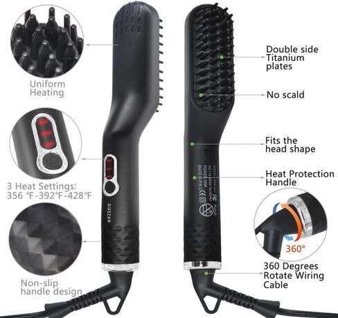 Beard Straightener w/Beard Balm & Beard Growth Oil & Beard Guide E-Book,Upgraded 3 in 1 Hair Straightener Brush Beard Straightening Comb,Unique Stocking Stuffers Gifts for Men Him Husband in Saudi Arabia