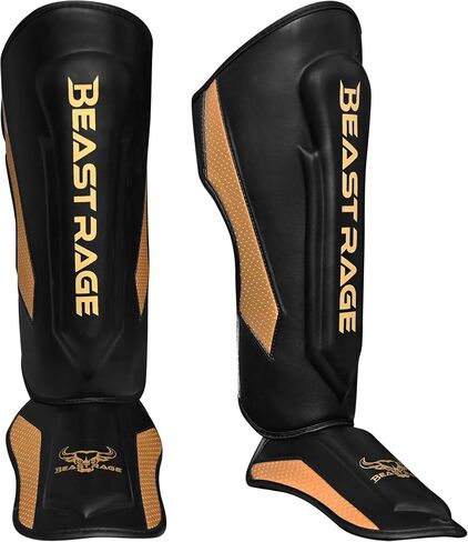 BEAST RAGE MMA Martial Arts Shin Guards for Kickboxing Adjustable Muay Thai, Padded Martial Arts Shin Pads Leg Guard with Instep Sleeves MMA Training BJJ Karate Boxing Taekwondo in Kuwait