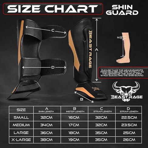 BEAST RAGE MMA Martial Arts Shin Guards for Kickboxing Adjustable Muay Thai, Padded Martial Arts Shin Pads Leg Guard with Instep Sleeves MMA Training BJJ Karate Boxing Taekwondo in Kuwait