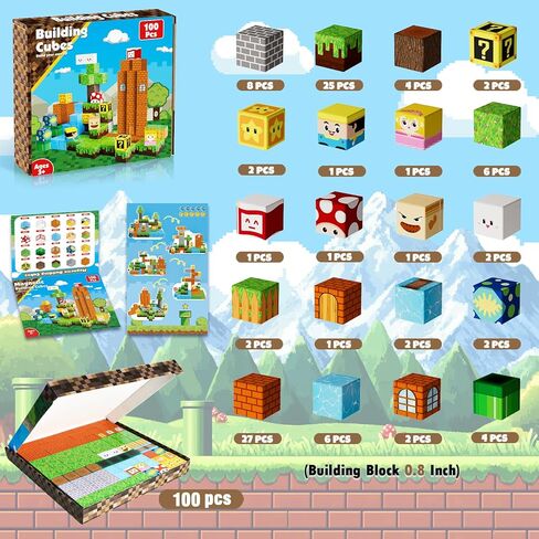 الكتل المغناطيسية-100 مساءً لبنات البناء المغناطيسية تكديس مكعب مغناطيسي ، مجموعة غابات العالم ، ألعاب Montessori الحسية للأطفال الفتيات الفتيات 3 4 5 6 7 8 9 10 هدايا عيد ميلاد عيد الفصح in Kuwait