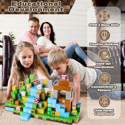 الكتل المغناطيسية-100 مساءً لبنات البناء المغناطيسية تكديس مكعب مغناطيسي ، مجموعة غابات العالم ، ألعاب Montessori الحسية للأطفال الفتيات الفتيات 3 4 5 6 7 8 9 10 هدايا عيد ميلاد عيد الفصح in Kuwait