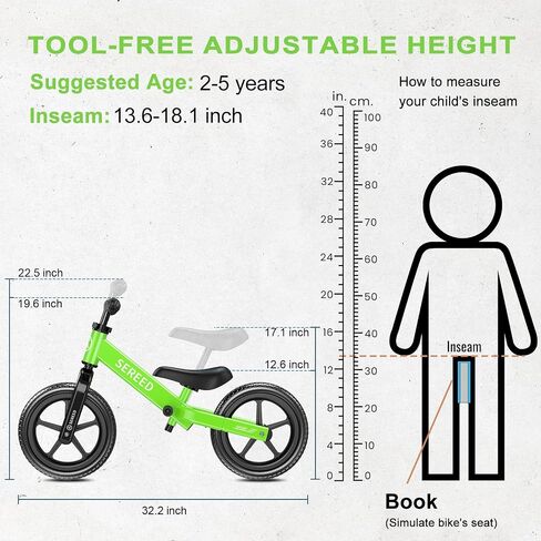 دراجة الرصيد الصغار Sereed Balance Bike 2 سنة ، و 12 بوصة No Dedal Kids Toy Toy Bike لمدة 2-5 سنوات ، والتعديل الخالي من الأدوات ، وهدية للفتيات 2-3 ، تخصيص صفيحة مع ملصقات 3pcs (أبيض) in Saudi Arabia