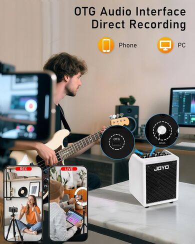 JOYO 30W Bass Amp Portable Combo Amplifier 4" Speaker with Bluetooth 5.1 + OTG Direct Recording | 3-Band EQ + Compressor | Headphone Practice for Bassist Livestream Solo Gigs (Vibe Cube BA-30, Black) in Saudi Arabia