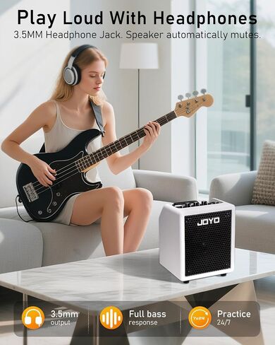 JOYO 30W Bass Amp Portable Combo Amplifier 4" Speaker with Bluetooth 5.1 + OTG Direct Recording | 3-Band EQ + Compressor | Headphone Practice for Bassist Livestream Solo Gigs (Vibe Cube BA-30, Black) in Saudi Arabia