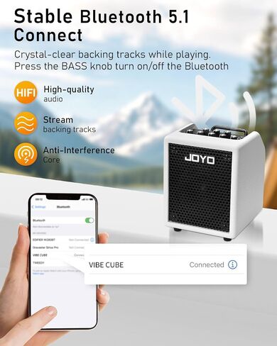 JOYO 30W Bass Amp Portable Combo Amplifier 4" Speaker with Bluetooth 5.1 + OTG Direct Recording | 3-Band EQ + Compressor | Headphone Practice for Bassist Livestream Solo Gigs (Vibe Cube BA-30, Black) in Saudi Arabia
