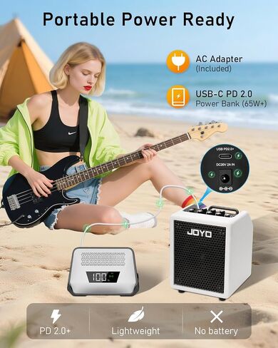 JOYO 30W Bass Amp Portable Combo Amplifier 4" Speaker with Bluetooth 5.1 + OTG Direct Recording | 3-Band EQ + Compressor | Headphone Practice for Bassist Livestream Solo Gigs (Vibe Cube BA-30, Black) in Saudi Arabia
