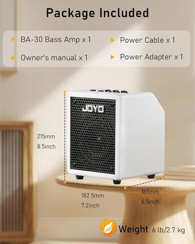 JOYO 30W Bass Amp Portable Combo Amplifier 4" Speaker with Bluetooth 5.1 + OTG Direct Recording | 3-Band EQ + Compressor | Headphone Practice for Bassist Livestream Solo Gigs (Vibe Cube BA-30, Black) in Saudi Arabia