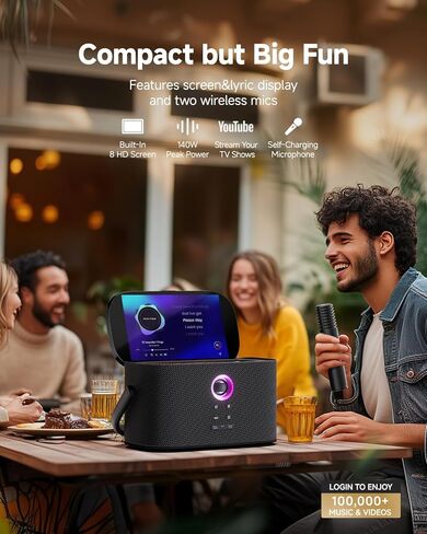 Karaoke Machine for Adults Kids, with Lyrics Display Screen, WiFi Connect to YouTube & Karaoke App, 2 EQ Autotune Wireless Microphones Portable Karaokes PA System for Home Family Party Camping in Kuwait