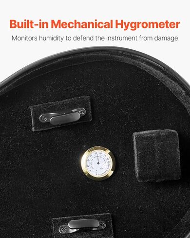 VEVOR 4/4 Full Size Violin Case, Built-in Hygrometer, Lightweight Portable Travel Carrying Bag, with Plush Lining, Shoulder Straps, Anti-Scratch, Professional Oblong Shape, for Violin, Black in Kuwait