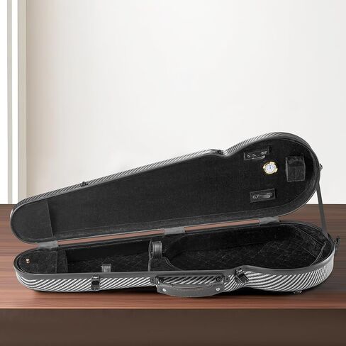 VEVOR 4/4 Full Size Violin Case, Built-in Hygrometer, Lightweight Portable Travel Carrying Bag, with Plush Lining, Shoulder Straps, Anti-Scratch, Professional Oblong Shape, for Violin, Black in Kuwait