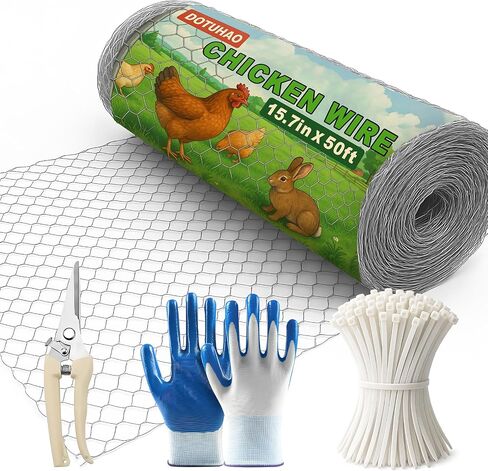 Chicken Wire, 13.7 in x 50 ft Garden Fence, Wire Mesh, Chicken Wires Fencing, Mesh Hexagonal Galvanized Metal Poultry Netting for Chicken Coop Rabbit Dogs Barrier (13.7 in x 50 ft) in Saudi Arabia