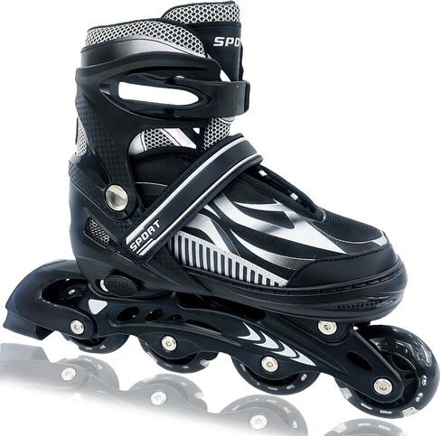 Adjustable Inline Skates for Kids and Teens Ages 4-16, All 8 Wheels of Inline Roller Skates Light Up, Safe and Fun Illuminating for Outdoor Indoor Sports in Saudi Arabia