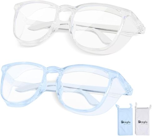 Feaglo Safety Glasses, Safety goggles for Men Women, Clear Lenses with Anti-Fog Coating, 2 Pack Lightweight Blue Light Blocking Protective Eyewear in Kuwait