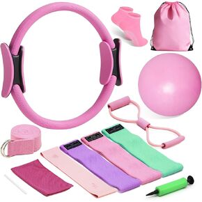 Pilates Kit for Home Workouts, Pilates Essentials Kit for Women, Better Me Pilates Kit,Pilates Equipment with 14.5"Pilates Ring Set,9" Yoga Ball,Cooling Towel,6 Pilates Resistance Bands for Stretching in Saudi Arabia