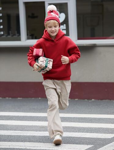 PATPAT Boys Thermal Hoodie – Far Infrared Heat-Retaining Fabric, Kangaroo Pocket Pullover Sweatshirt, Solid Color, Ages 6-12 in Saudi Arabia