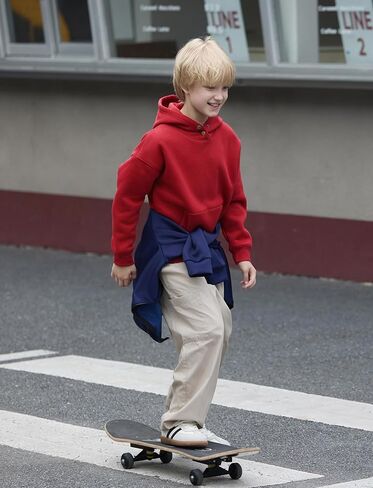 PATPAT Boys Thermal Hoodie – Far Infrared Heat-Retaining Fabric, Kangaroo Pocket Pullover Sweatshirt, Solid Color, Ages 6-12 in Saudi Arabia