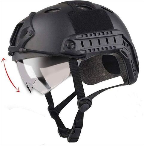خوذة Airsoft، خوذة سريعة من نوع PJ مع نظارات Airsoft الأمامية وحامل NVG وحاجز جانبي للأنشطة الخارجية Airsoft/Paintball in Kuwait