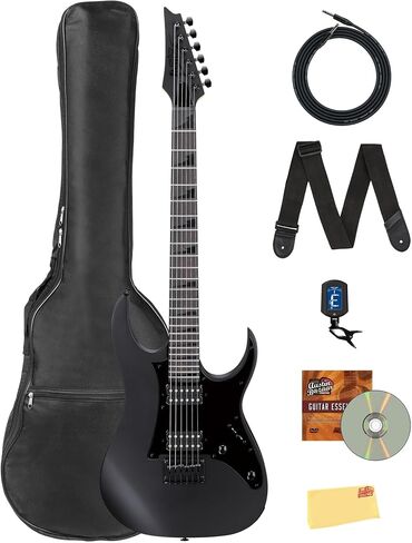 Ibanez GRGR131EX RG Gio Electric Guitar - Black Flat Bundle with Amplifier, Gig Bag, Tuner, Cable, Picks, Austin Bazaar Instructional DVD, and Polishing Cloth in Saudi Arabia
