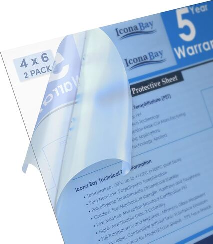 Icona Bay PET Plexiglass, Thin & Flexible Plastic Sheets (11x14 x 0.03 inch, Clear, 2 Pack), Easy to Cut for DIY Art Projects, Picture Frame Replacement Glass, PET Sheeting is Pliable Unlike Acrylic in Saudi Arabia