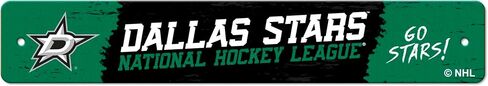 FANMATS 48468 NHL - لافتة شارع دالاس ستارز المعدنية | أخضر وأسود | 4 × 24 بوصة | شعار D Star الأساسي in Kuwait