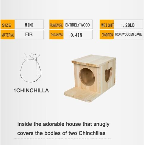 Chinchilla House Pet House Chinchilla Hideout Natural Wooden No Paint Wooden peg Safe Durable Teeth Grinding (Two-Story) in Saudi Arabia