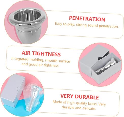 SUPVOX 13.3mm CNC Plated Brass Tuba Mouthpiece Professional Replacement Accessory for Wind Instruments Silver Finish for Musicians and Tuba Players in Saudi Arabia