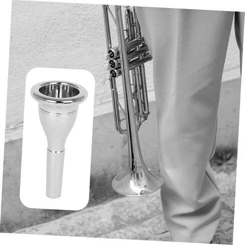 SUPVOX 13.3mm CNC Plated Brass Tuba Mouthpiece Professional Replacement Accessory for Wind Instruments Silver Finish for Musicians and Tuba Players in Saudi Arabia