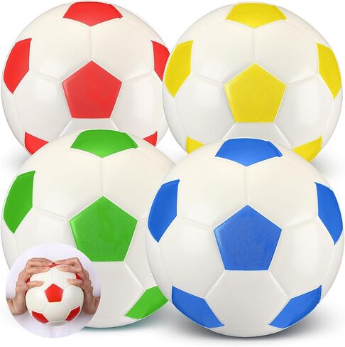 Junkin 4 Pcs Foam Soccer Balls for Kids 6'' Mini Soft Foam Soccer Ball Indoor Outdoor Small Quiet Ball for Toddlers Beginner Practice Training Backyard Play Game Back to School(4 Color,Dark) in Saudi Arabia