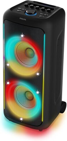 Philips TAX5000 Bluetooth Party Speaker, 200W Max Sound, Bass+, RGB Lightshow, 14H Battery, TWS & Auracast Multi-Speaker, Dual Mic & Guitar Input, Karaoke, Portable with Wheels, IPX4 Splash-Proof in Saudi Arabia