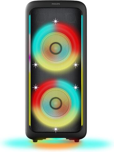 Philips TAX5000 Bluetooth Party Speaker, 200W Max Sound, Bass+, RGB Lightshow, 14H Battery, TWS & Auracast Multi-Speaker, Dual Mic & Guitar Input, Karaoke, Portable with Wheels, IPX4 Splash-Proof in Saudi Arabia