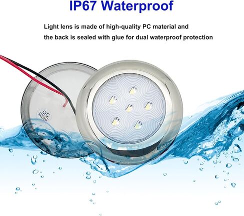 Marine Boat Courtesy Lights, 3 Inch RGBW LED Cabin Light, IP67 Waterproof Stainless Steel Interior Exterior Deck Dome Lamp for Fishing Pontoon Bass Sailboat 12V (4 Pcs) in Kuwait