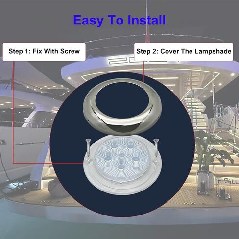 Marine Boat Courtesy Lights, 3 Inch RGBW LED Cabin Light, IP67 Waterproof Stainless Steel Interior Exterior Deck Dome Lamp for Fishing Pontoon Bass Sailboat 12V (4 Pcs) in Kuwait