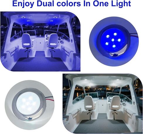 Marine Boat Courtesy Lights, 3 Inch RGBW LED Cabin Light, IP67 Waterproof Stainless Steel Interior Exterior Deck Dome Lamp for Fishing Pontoon Bass Sailboat 12V (4 Pcs) in Kuwait