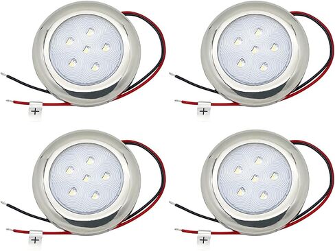 Marine Boat Courtesy Lights, 3 Inch RGBW LED Cabin Light, IP67 Waterproof Stainless Steel Interior Exterior Deck Dome Lamp for Fishing Pontoon Bass Sailboat 12V (4 Pcs) in Kuwait