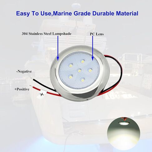 Marine Boat Courtesy Lights, 3 Inch RGBW LED Cabin Light, IP67 Waterproof Stainless Steel Interior Exterior Deck Dome Lamp for Fishing Pontoon Bass Sailboat 12V (4 Pcs) in Kuwait