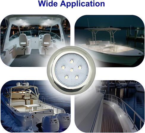 Marine Boat Courtesy Lights, 3 Inch RGBW LED Cabin Light, IP67 Waterproof Stainless Steel Interior Exterior Deck Dome Lamp for Fishing Pontoon Bass Sailboat 12V (4 Pcs) in Kuwait