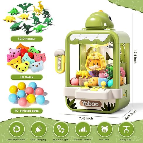 آلة Dinosaur Claw for Kids ، Mini Vending Machine Girls. Music.Electronic Mustenser Arcade Game Machine ، Claw Machine for Birthday Gifts Toys Age 3+ سنوات ، تشمل 32 لعبة صغيرة. in Kuwait