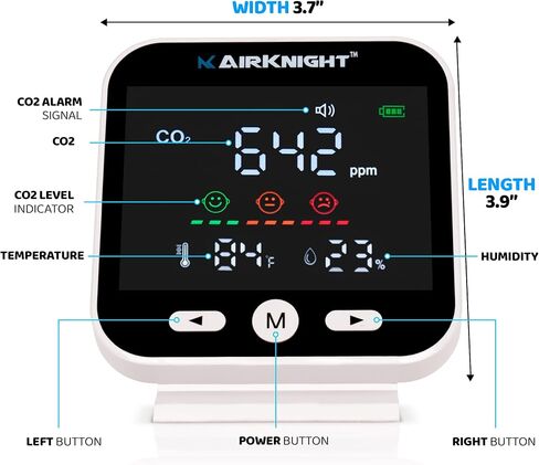AirKnight Premium Indoor Air Quality Monitor Indoor & Air Quality Sensor. VOC detector, CO2 Monitor, Formaldehyde Detector HCHO, AQI, PM2.5, PM10 Temperature Humidity Air Monitor AQI CO2 Meter Gas Off in Saudi Arabia