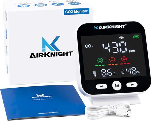 AirKnight Premium Indoor Air Quality Monitor Indoor & Air Quality Sensor. VOC detector, CO2 Monitor, Formaldehyde Detector HCHO, AQI, PM2.5, PM10 Temperature Humidity Air Monitor AQI CO2 Meter Gas Off in Saudi Arabia