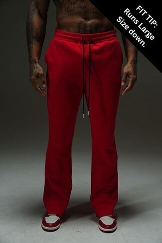 Fate Heavyweight Fleece Flared Sweatpants for Men with Pockets | Wide Leg Warm Streetwear in Saudi Arabia