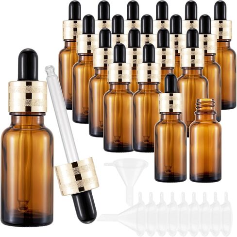 JIUWU 20 Pack 2/3 Oz Green Glass Dropper Bottle,20 Ml Eye Dropper Bottle with 10 Funnels,Tincture Bottles,Pretty Finish,Leak-Proof Design,Stronger Suction for Essential Oil,Liquids,Perfume in Saudi Arabia